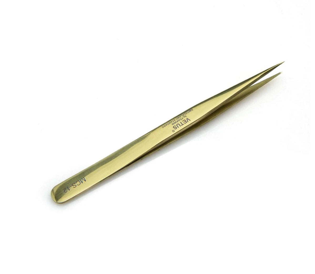 VETUS EYELASH EXTENSION TWEEZERS GOLD STRAIGHT